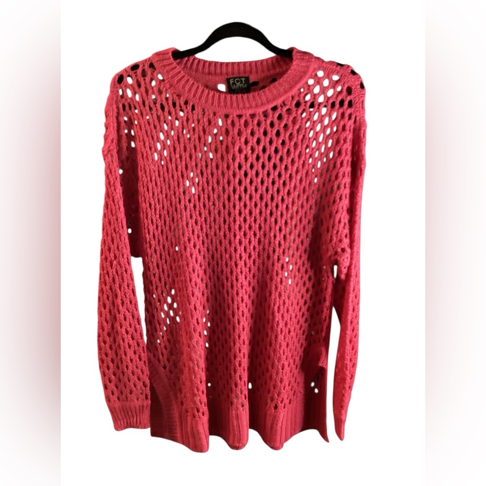 Cozy Pink Open-Knit Sweater